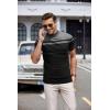 imageCOOFANDY Mens Mock Turtleneck Sweater Short Sleeve Solid Color TShirts Basic Slim Fit Knitted Pullover TeesStriped Grey