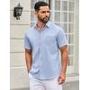imageCOOFANDY Mens Short Sleeve Casual Button Down Shirts Summer Untucked Dress Shirts with PocketBlack Dotblue