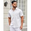 imageCOOFANDY Mens Short Sleeve Casual Button Down Shirts Summer Untucked Dress Shirts with PocketBlack Dotwhite