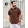 imageCOOFANDY Mens Short Sleeve Casual Button Down Shirts Summer Untucked Dress Shirts with PocketBrown