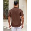imageCOOFANDY Mens Short Sleeve Casual Button Down Shirts Summer Untucked Dress Shirts with PocketBrown