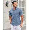 imageCOOFANDY Mens Short Sleeve Casual Button Down Shirts Summer Untucked Dress Shirts with PocketCaptain Blue