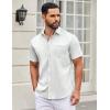 imageCOOFANDY Mens Short Sleeve Casual Button Down Shirts Summer Untucked Dress Shirts with PocketGreen Stripewhite