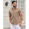 imageCOOFANDY Mens Short Sleeve Casual Button Down Shirts Summer Untucked Dress Shirts with PocketSesame