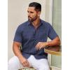 imageCOOFANDY Mens Short Sleeve Casual Button Down Shirts Summer Untucked Dress Shirts with PocketWhite Dotnavy Blue