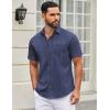 imageCOOFANDY Mens Short Sleeve Casual Button Down Shirts Summer Untucked Dress Shirts with PocketWhite Dotnavy Blue