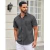 imageCOOFANDY Mens Short Sleeve Casual Button Down Shirts Summer Untucked Dress Shirts with PocketWhite Stripeblack