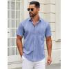 imageCOOFANDY Mens Short Sleeve Casual Button Down Shirts Summer Untucked Dress Shirts with PocketWhite Stripeblue