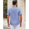 imageCOOFANDY Mens Short Sleeve Casual Button Down Shirts Summer Untucked Dress Shirts with PocketWhite Stripeblue