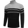 imageCOOFANDY Mens Slim Fit Turtleneck Sweater Casual Knitted Twisted Pullover Solid SweatersBlackGray Stripes