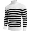 imageCOOFANDY Mens Slim Fit Turtleneck Sweater Casual Knitted Twisted Pullover Solid SweatersBlackWhite Stripes