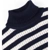 imageCOOFANDY Mens Slim Fit Turtleneck Sweater Casual Knitted Twisted Pullover Solid SweatersBlueWhite Stripes
