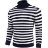 imageCOOFANDY Mens Slim Fit Turtleneck Sweater Casual Knitted Twisted Pullover Solid SweatersBlueWhite Stripes