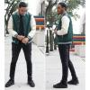 imageCOOFANDY Mens Varsity Jacket Casual Leather Sleeve Baseball Letterman Bomber Jacket CoatDark Green