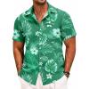 imageCOOFANDY Mens Casual Linen Shirt Short Sleeve Button Down Shirt Summer Beach Hawaiian ShirtsPalm Leafgreen