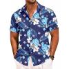 imageCOOFANDY Mens Casual Linen Shirt Short Sleeve Button Down Shirt Summer Beach Hawaiian ShirtsTropical Floralblue
