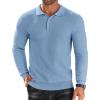 imageCOOFANDY Mens Knit Polo Shirts Long Sleeve Sweater Polo Lightweight Fashion Casual Collared T ShirtsAiry Blue