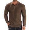 imageCOOFANDY Mens Knit Polo Shirts Long Sleeve Sweater Polo Lightweight Fashion Casual Collared T ShirtsDark Coffee
