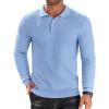 imageCOOFANDY Mens Knit Polo Shirts Long Sleeve Sweater Polo Lightweight Fashion Casual Collared T ShirtsLight Blue