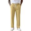 imageCOOFANDY Mens Knit Sweatpants Lightweight Open Bottom Casual Pants Drawstring Jogger Yoga Pants with PocketsLight Khaki