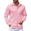 imageCOOFANDY Mens Long Sleeve Wrinkle Free Shirts Casual Button Down Shirts Untucked Dress ShirtPink