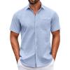 imageCOOFANDY Mens Short Sleeve Casual Button Down Shirts Summer Untucked Dress Shirts with PocketBlack Dotblue