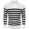 imageCOOFANDY Mens Slim Fit Turtleneck Sweater Casual Knitted Twisted Pullover Solid SweatersBlackWhite Stripes