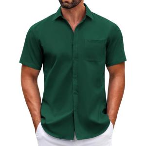 imageCOOFANDY Mens Short Sleeve Casual Button Down Shirts Summer Untucked Dress Shirts with PocketPonderosa Pine