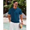 imageCOOFANDY Knit Polo Shirts for Men Short Sleeve Textured Polo Shirt Slim Fit Summer Collared T Shirt with PocketBlue