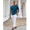 imageCOOFANDY Knit Polo Shirts for Men Short Sleeve Textured Polo Shirt Slim Fit Summer Collared T Shirt with PocketBlue