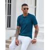 imageCOOFANDY Knit Polo Shirts for Men Short Sleeve Textured Polo Shirt Slim Fit Summer Collared T Shirt with PocketBlue