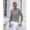 imageCOOFANDY Knit Polo Shirts for Men Short Sleeve Textured Polo Shirt Slim Fit Summer Collared T Shirt with PocketLight Grey