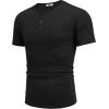 imageCOOFANDY Men Casual Henley Shirt Short Sleeve Summer Basic T Shirt Pocket Soild Button Tee TopBlack
