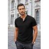 imageCOOFANDY Men Casual Henley Shirt Short Sleeve Summer Basic T Shirt Pocket Soild Button Tee TopBlack