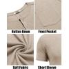 imageCOOFANDY Men Casual Henley Shirt Short Sleeve Summer Basic T Shirt Pocket Soild Button Tee TopCoffee1