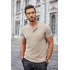 imageCOOFANDY Men Casual Henley Shirt Short Sleeve Summer Basic T Shirt Pocket Soild Button Tee TopCoffee1