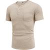 imageCOOFANDY Men Casual Henley Shirt Short Sleeve Summer Basic T Shirt Pocket Soild Button Tee TopCoffee1