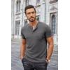imageCOOFANDY Men Casual Henley Shirt Short Sleeve Summer Basic T Shirt Pocket Soild Button Tee TopDark Gray1