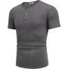 imageCOOFANDY Men Casual Henley Shirt Short Sleeve Summer Basic T Shirt Pocket Soild Button Tee TopDark Gray1