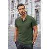 imageCOOFANDY Men Casual Henley Shirt Short Sleeve Summer Basic T Shirt Pocket Soild Button Tee TopDark Green