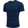 imageCOOFANDY Men Casual Henley Shirt Short Sleeve Summer Basic T Shirt Pocket Soild Button Tee TopDarkblue1