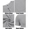 imageCOOFANDY Men Casual Henley Shirt Short Sleeve Summer Basic T Shirt Pocket Soild Button Tee TopGrey