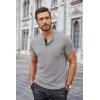 imageCOOFANDY Men Casual Henley Shirt Short Sleeve Summer Basic T Shirt Pocket Soild Button Tee TopGrey