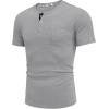 imageCOOFANDY Men Casual Henley Shirt Short Sleeve Summer Basic T Shirt Pocket Soild Button Tee TopGrey