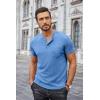 imageCOOFANDY Men Casual Henley Shirt Short Sleeve Summer Basic T Shirt Pocket Soild Button Tee TopLightblue 1