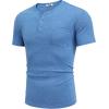 imageCOOFANDY Men Casual Henley Shirt Short Sleeve Summer Basic T Shirt Pocket Soild Button Tee TopLightblue 1