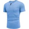 imageCOOFANDY Men Casual Henley Shirt Short Sleeve Summer Basic T Shirt Pocket Soild Button Tee TopLightblue