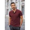 imageCOOFANDY Men Casual Henley Shirt Short Sleeve Summer Basic T Shirt Pocket Soild Button Tee TopWine
