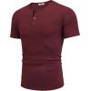 imageCOOFANDY Men Casual Henley Shirt Short Sleeve Summer Basic T Shirt Pocket Soild Button Tee TopWine