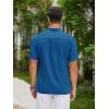 imageCOOFANDY Men Casual Henley Tee Shirt Short Sleeve Band Collar Summer Beach Textured TShirtDark Blue